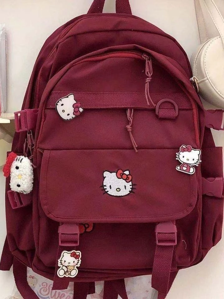 

Sanrio Backpack High School Students Large Capacity Soft Girl Cute Hello Kitty Backpack Japanese and Korean Campus Schoolbag