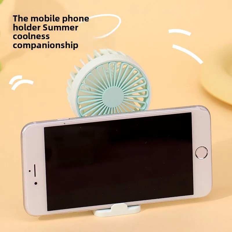 New USB Charging Mini Handheld Small Fan Phone Stand and Portable Student Cartoon Office Fan Ideal Gift