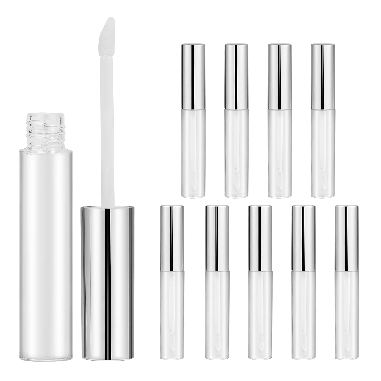 

FRCOLOR 10pcs Empty Lip Gloss Tubes 10ml Makeup Tube Lip Gloss Container (Silver) diy lip gloss tubes