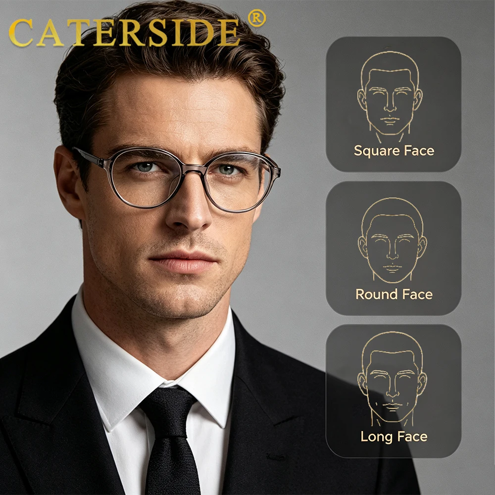 CATERSIDE Men's Reading Glasses 1.56 Refractive Index Anti Blue Light Lenses Prescription Glasses Women Business Office Glasses