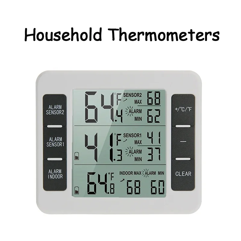 Electronic Refrigerator Freezer Thermometer Temperature Measuring Device Indoor Outdoor Household Remote Sensor LCD Temp Meter