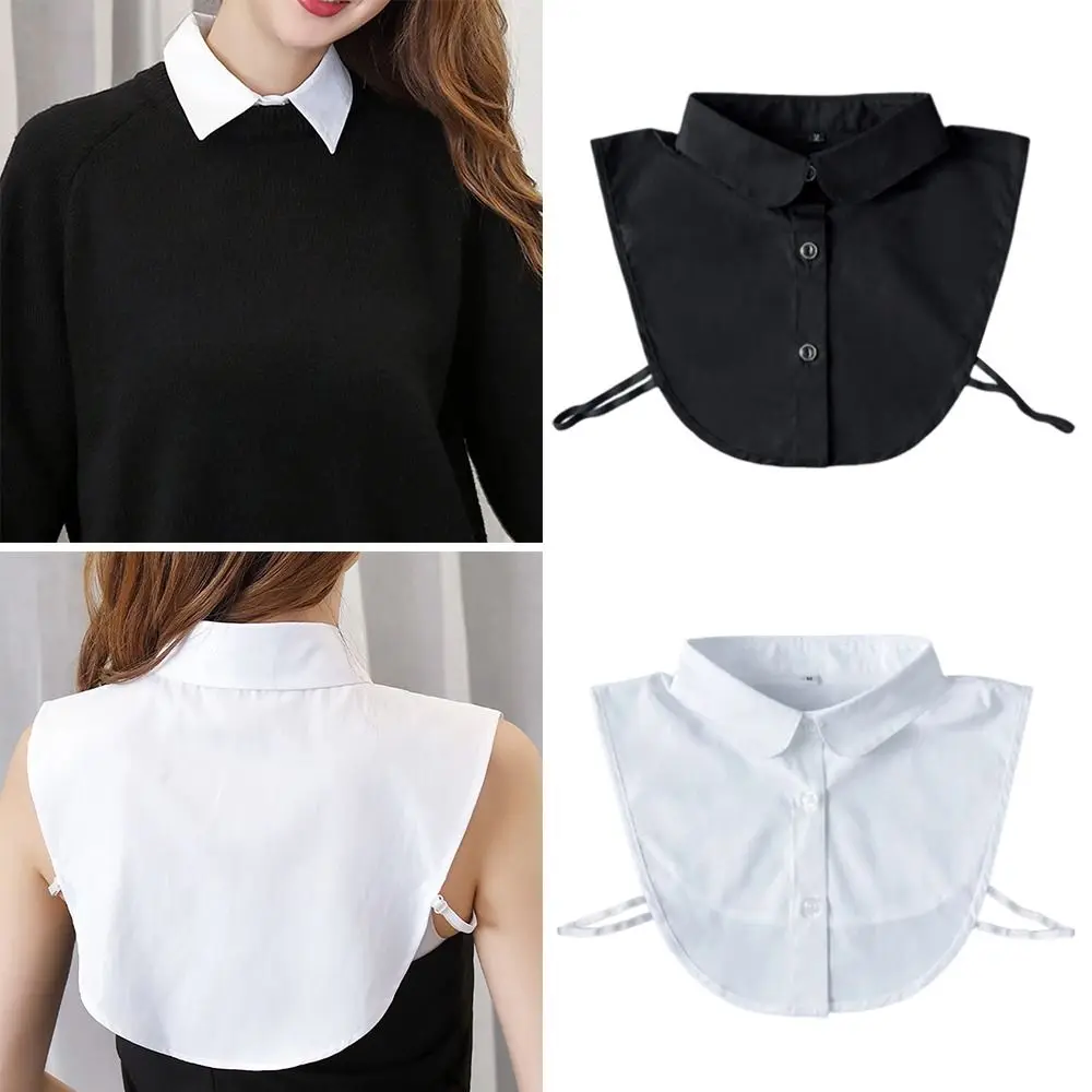 Fashion Detachable Fake Collar Round Collar Clothes Accessory False Collar Solid Color Lapel Half Shirt Women Girls