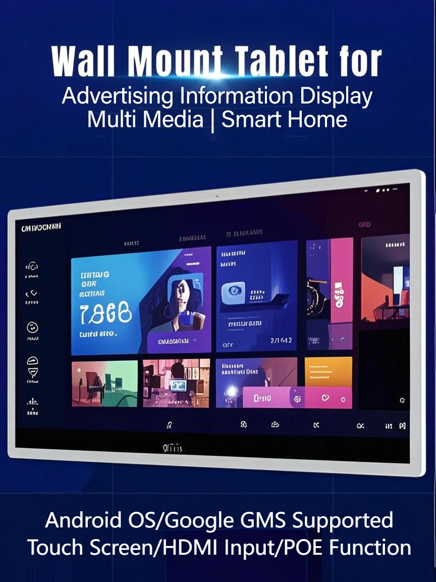 32 Inch Android 14 Tablet With 8-core CPU, 1920*1080P Landscape & Portrait Screen Wall Mount White & Black Color HDMI IN Monitor