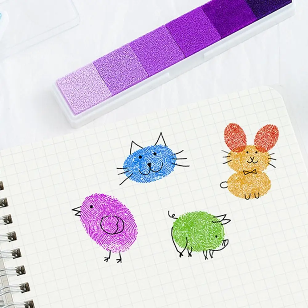 Creative Hand Account DIY Crafts Scrapbooking Stamp Oil Based Gradient Color Ink Pad Rainbow Ink Pad Newborn Footprint Inkpad