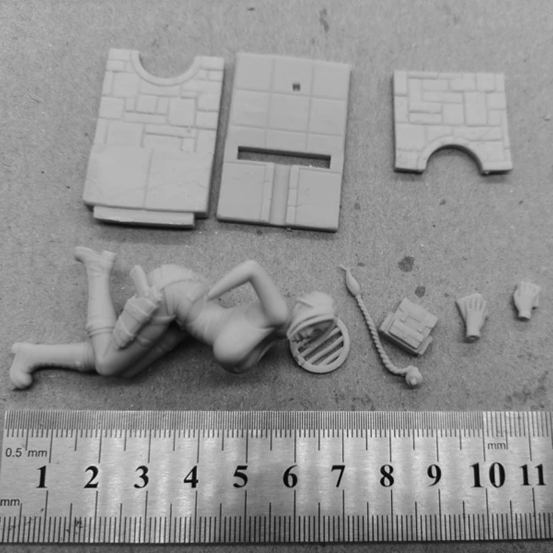 Figura de resina escala 1/24 75mm altura vertical explorar meninas diy montar modelo kit dioramas desmontados estatuetas sem pintura brinquedo