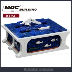 MOC Building Blocks Swimming Dolphins Small Kinetic Sculpture GBC Module DIY Technology Bricks Collection Toy Creative Xmas Gift