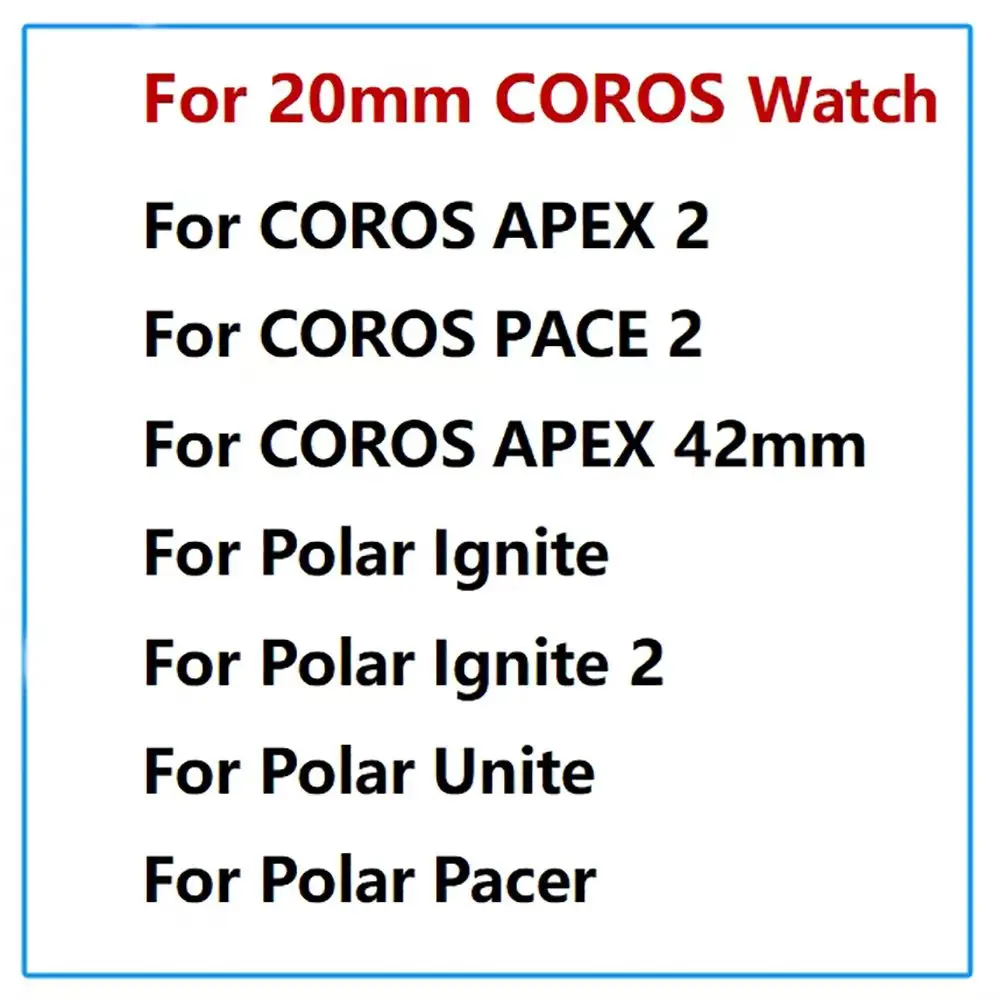 20mm Strap Accessories For COROS APEX 2/42mm/PACE 2 PU Leather  Watchband For Polar Pacer/Ignite 3 2 Unite Bracelet Band Correa