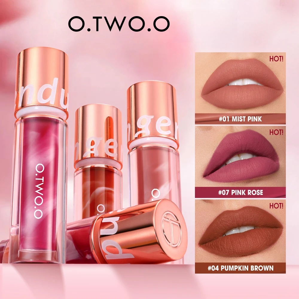 O.TWO.O Brand Make up Lipstick Waterproof Makeup Lip gloss Rose Rouge  Silk Liptint Matte Sexy Red Lip Stain Liquid Lipgloss