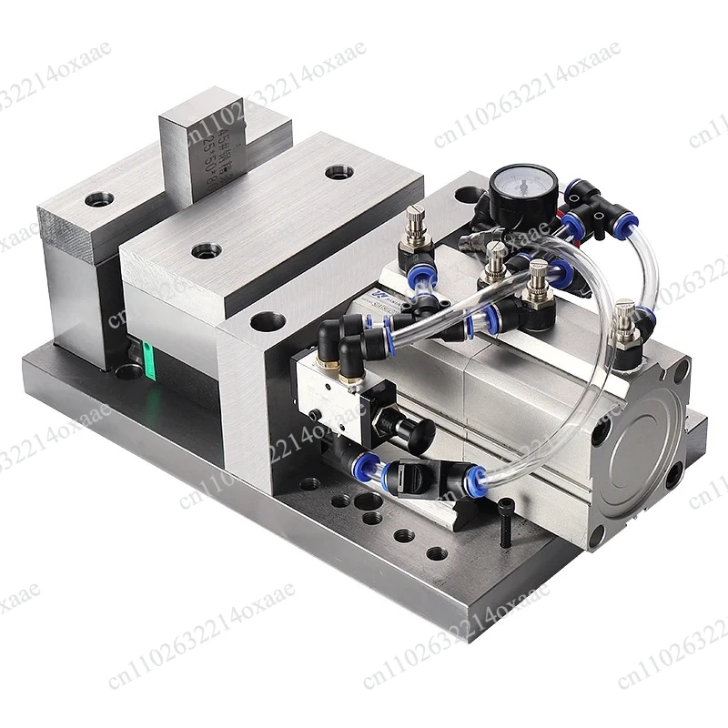 Heavy Duty Pneumatic Vise Fixture with Flat Jaw Clamp, Fixed Bench Vise for Milling and Drilling Workholding Tool