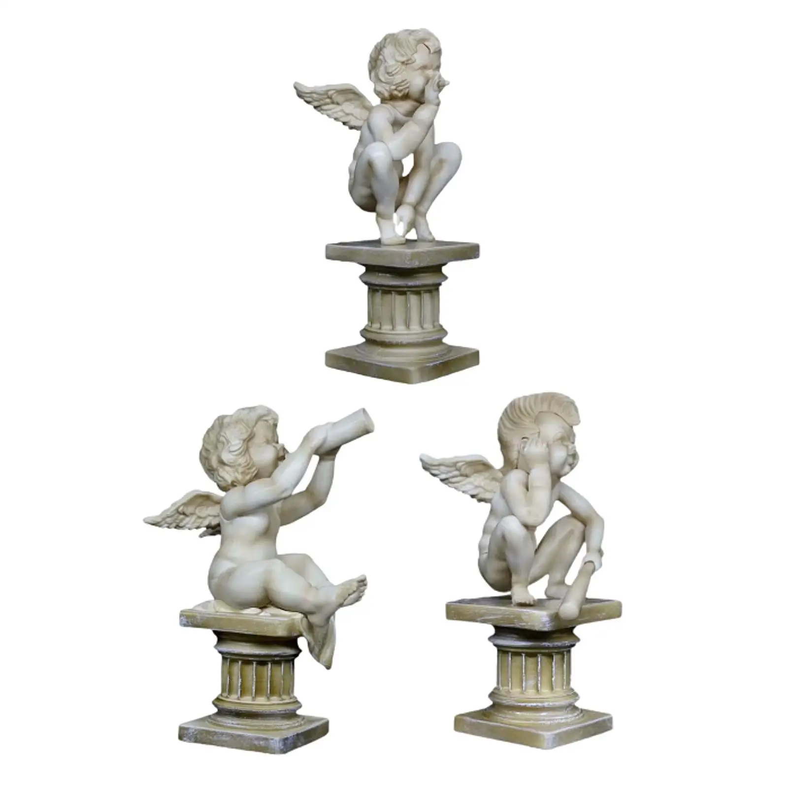 Decorative Angel Statue Figurine PVC Cherub Ornament Desktop Collectible for Bedroom Living Room Club House Gift