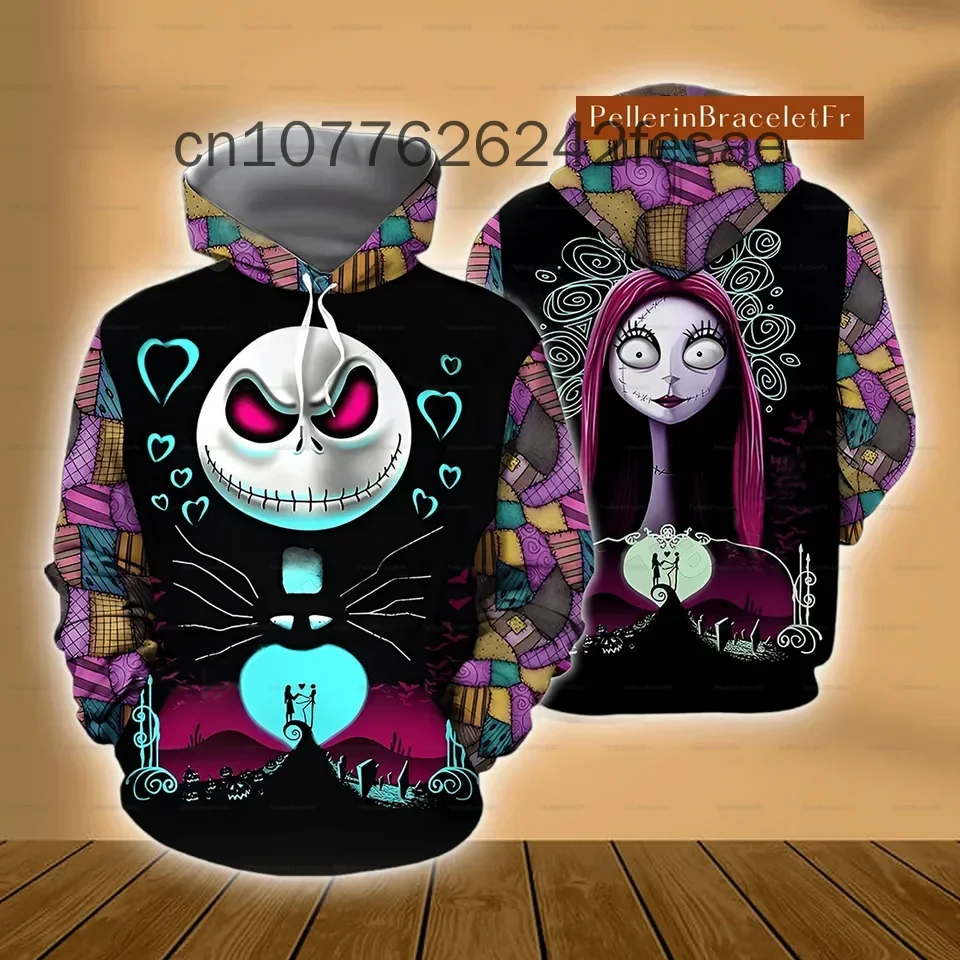 New Jack Skellington And Sally Hoodie Casual Hip Hop Street Clothing Men's and Women's Long sleeved Sweatshirts