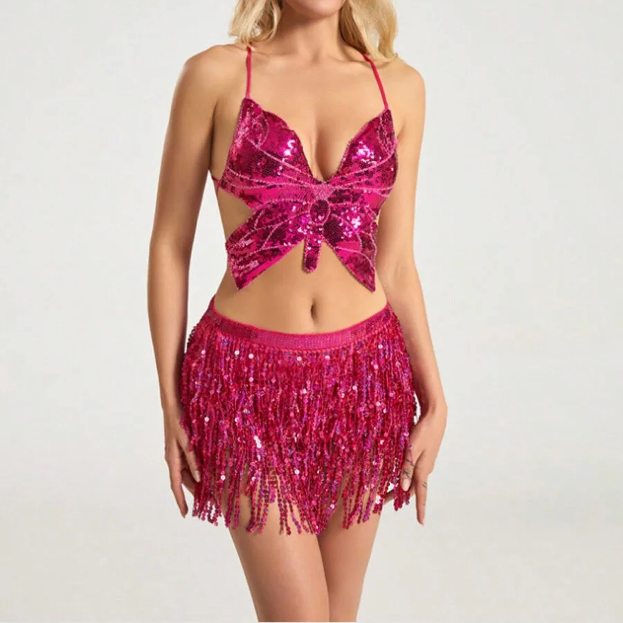 1pcs Belly Dance Waist Chain Chiffon Four-layer Sequin Belt Indian Dance Practice Performance Hip Scarf image 3