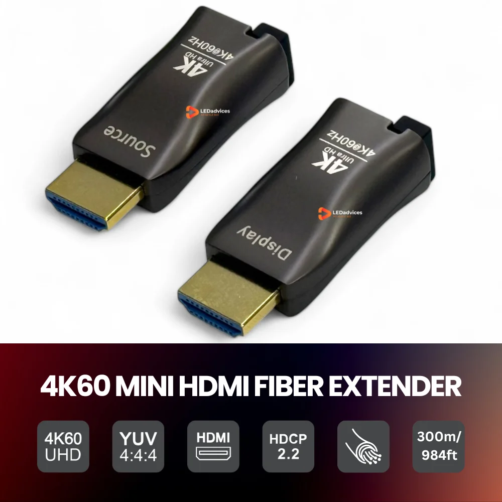 4K60 Mini HDMI2.0 Over Fiber Extender, 300m 984ft 4:4:4 HDMI 2.0b, HDR, HDCP 2.2, ARC, Dolby Vision, TV Projector Long Distance