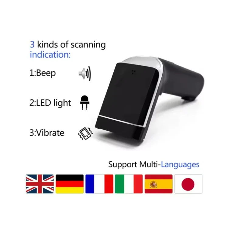 Wireless 2.4G Bluetooth Handheld Code Scanner SV1900 Screen 1D 2D barcode scanner with charging transfer dock