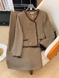 150Kg Plus Size Women's Bust 155 Autumn Winter Jacket High Waisted Skirt Small Fragrance Style Set 5XL 6XL 7XL 8XL 9XL