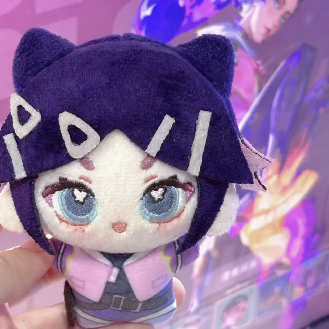 Valorant Clove Anime Cosplay impresión Nunu relleno de algodón 10CM colgante de felpa mochila llavero regalo