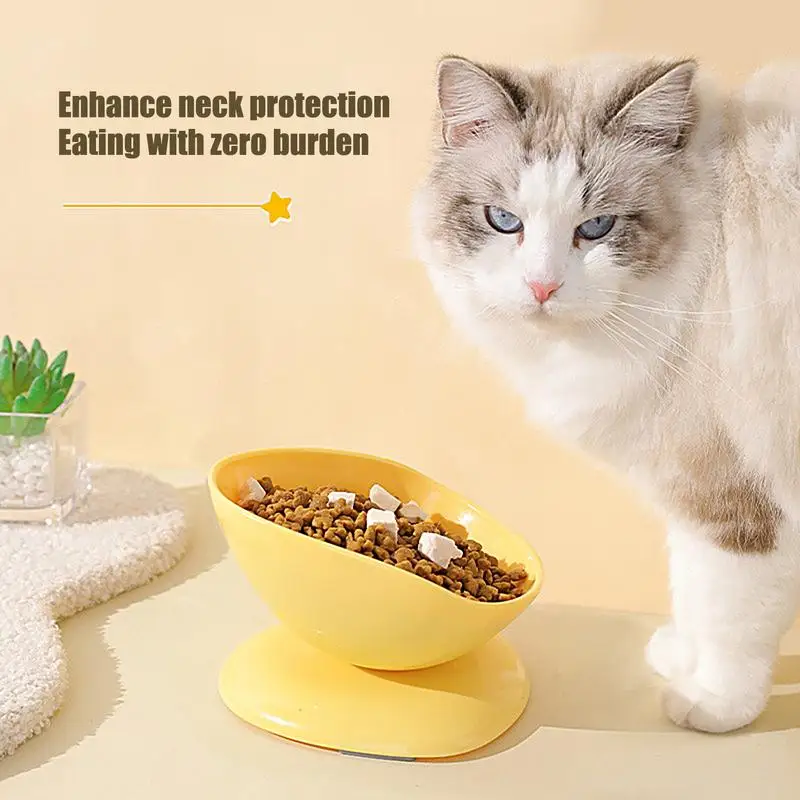 Tilted Elevated Bowl Single Cat Pet Bowl Tilted Elevated Cat Bowl Elevated Pet Feeder Bowl Stress Free Anti-Slip Free Anti-Noise