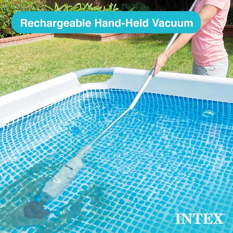 Rechargeable Handheld Above Ground Swimming Pool  with 94 Inch Telescoping Shaft and 2 Interchangeable Brush Heads