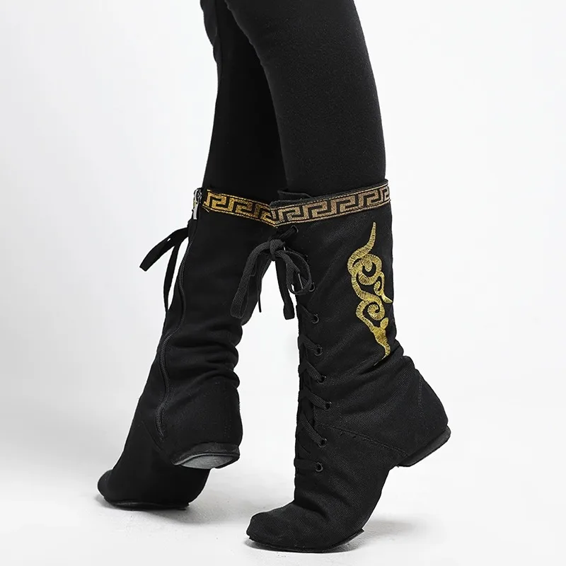 

New Mongolian Dance Boots Zipper Sle Soft Bot for Tibetan Dance Art Exam Women's Model Ethnic Dance oes
