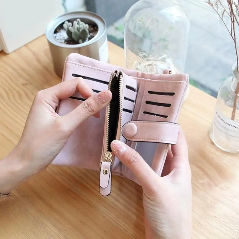 Leather Wallet Women Short Handbag Anti-theft Coin Purse Card Holder Mini Bag 547A