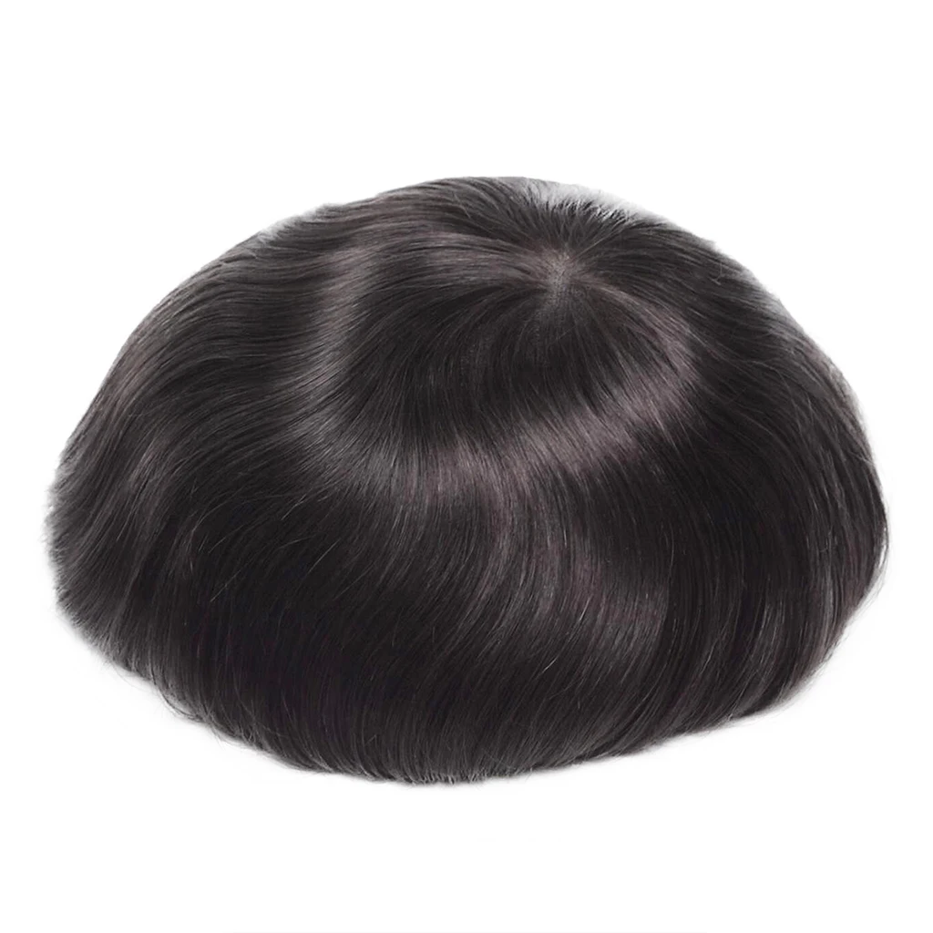 Мужской парик из натуральных волос, 0,06 мм, 0,1 мм