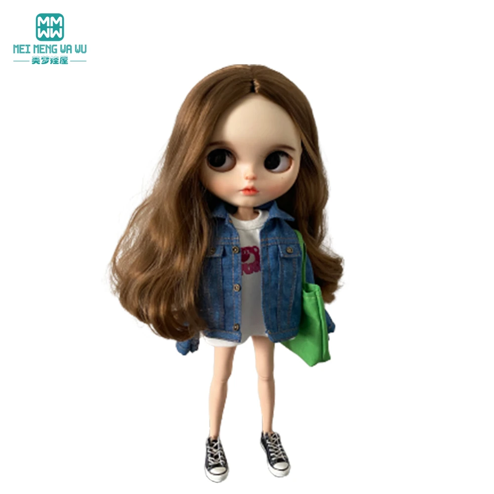 1PCS Blyth Doll Clothes Casual Long T-Shirt, Letter Sweatshirt for Azone 1/6 Doll Accessories