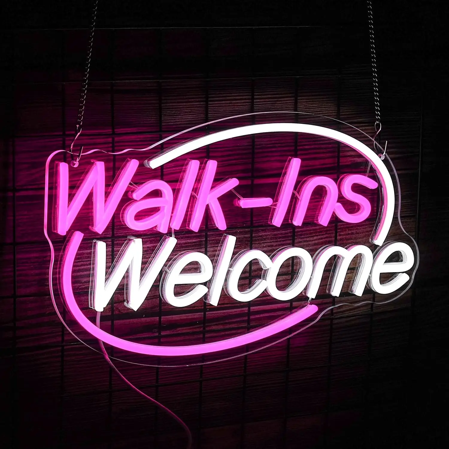 

Walk-Ins Welcome LED Neon Sign Pink White USB Powered Living Game Room Bedroom Restaurant Bar Hotel Shop Party Birthgday