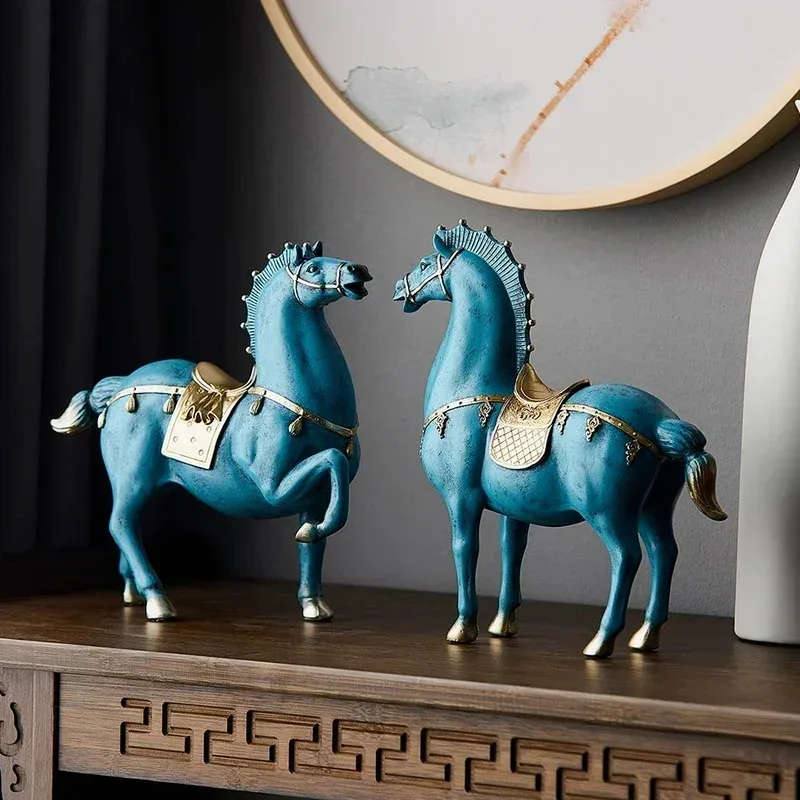 Chinese Style Horse Sculpture Ornament, Living Room Office Desk Decor Statue, Housewarming Gift, Lucky Home Accent