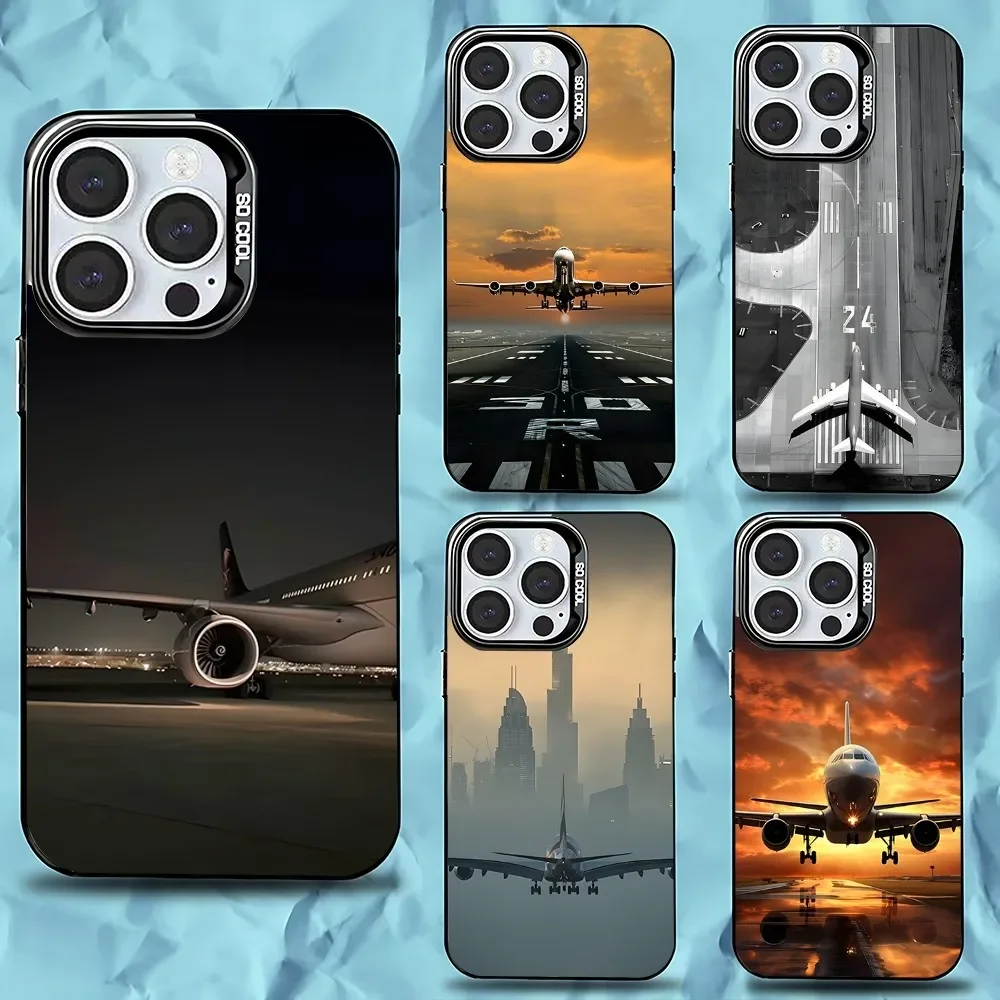 

Creative Trend Airplane Phone Case For iPhone 16,15,14,13,12,11,Pro,Max,Plus,Mini,XS,SE Anti Fall Black Matte Hard Bumper