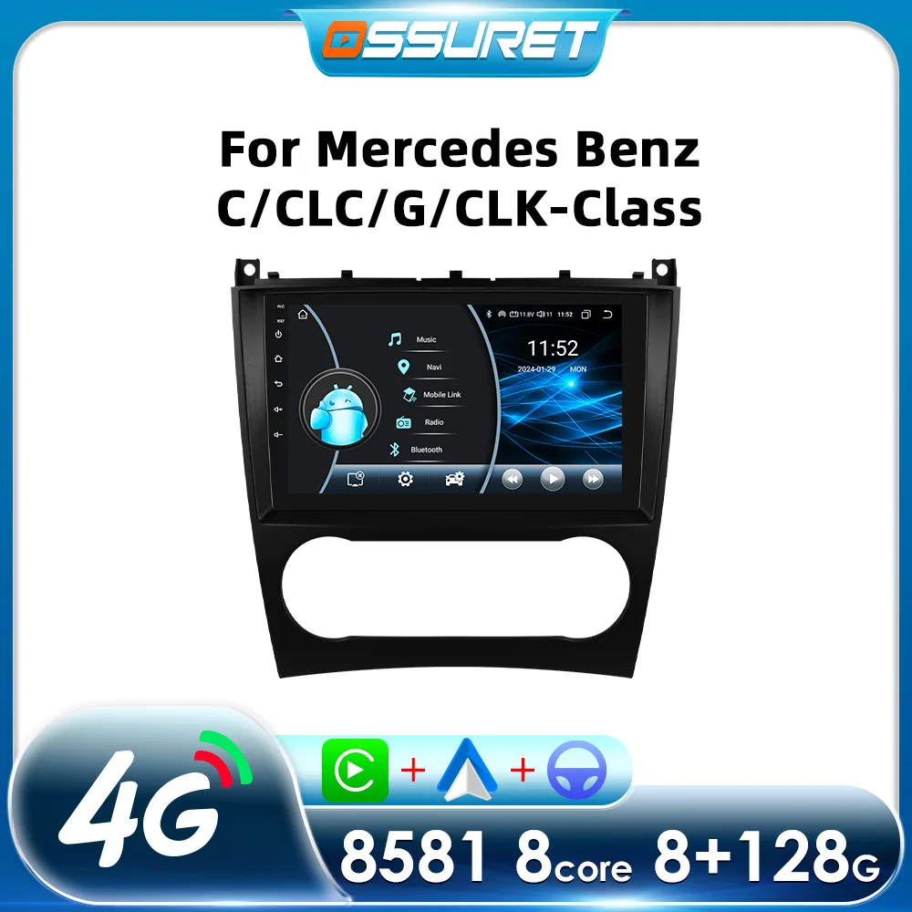 Autoradio für Mercedes Benz C-Klasse W203 C180 C200 G-Klasse W463 G350 G500 CarPlay Android Auto 4G WIFI 2Din Multimedia-Player BT
