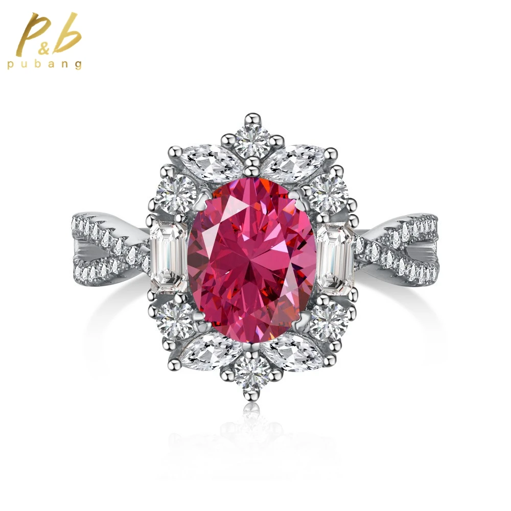 

PuBang for Women Anniversary Gift Fine Jewelry Ruby Gem Sapphire Solid 925 Sterling Silver Created Moissanite Ring Free Shipping