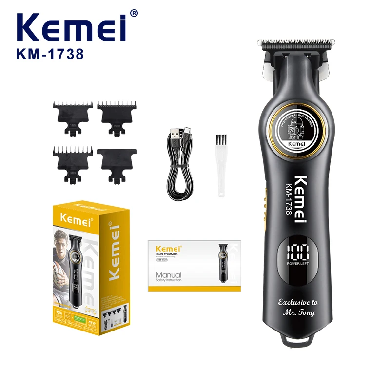 

Kemei KM-1738 мужские электрические машинки для стрижки волос профессиональная парикмахерская беспроводная машинка для стрижки дисплей машинка для стрижки волос триммер для бороды