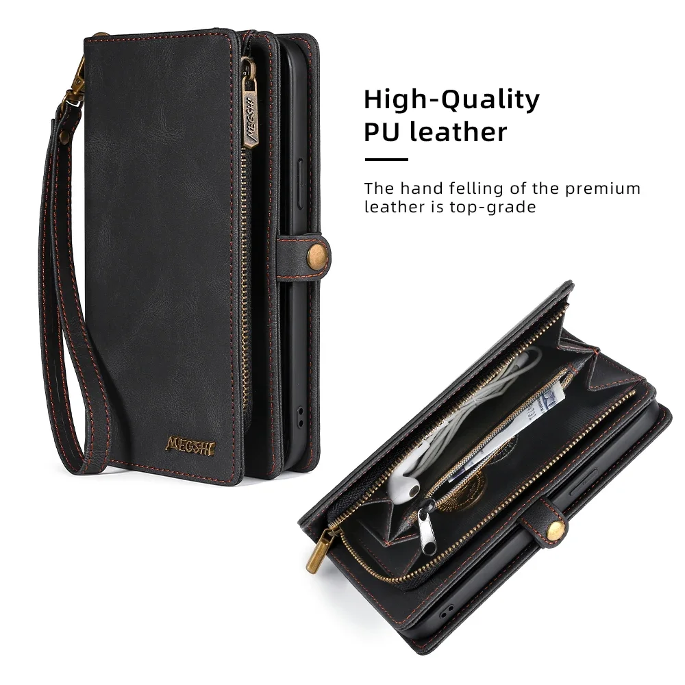 Wallet PU Leather Phone Case Cover For iPhone 16 15 Pro Max iPhone 16 15 Plus with Card Slots Zipper Wallet Design Phone Cover