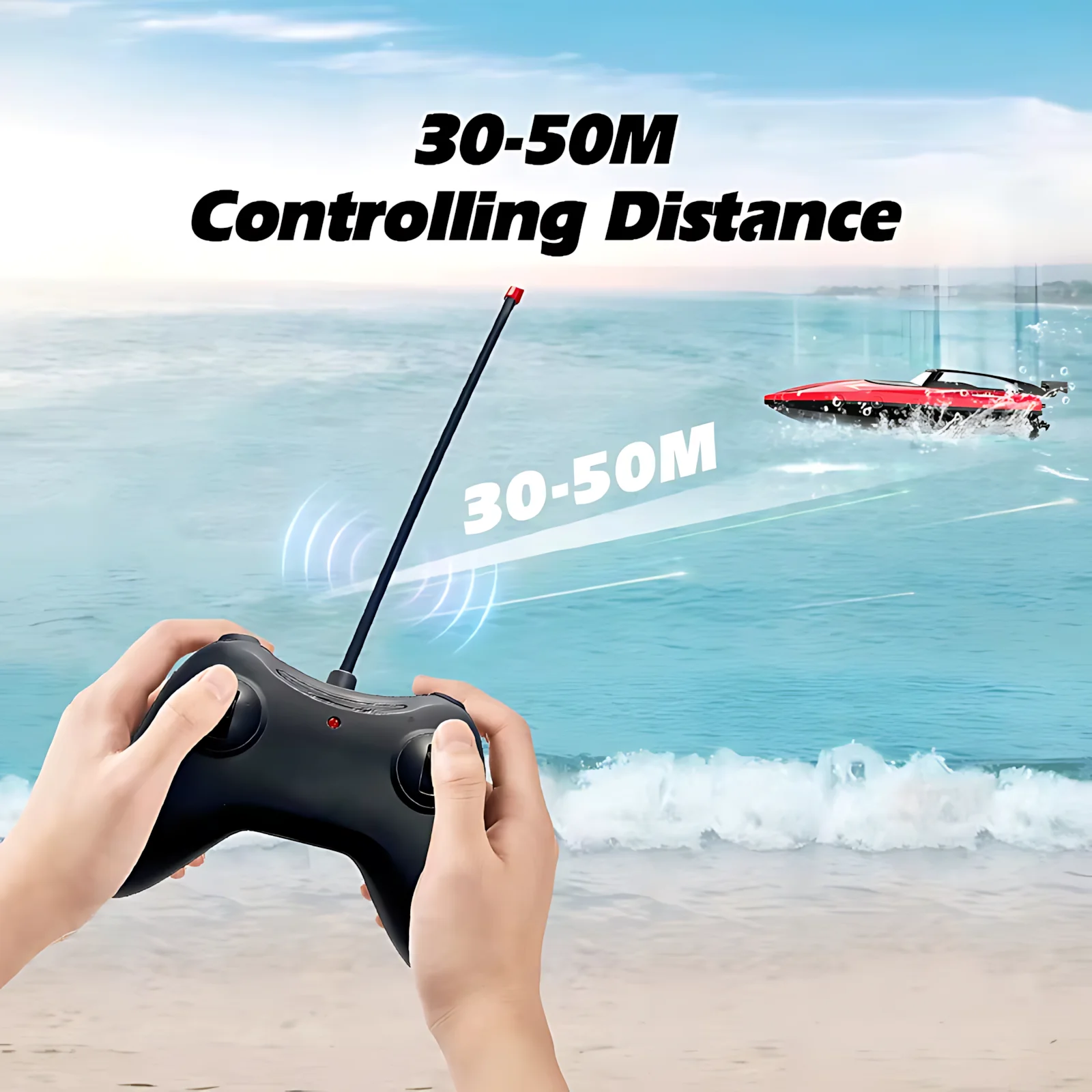 27MHz 듀얼 모터 고속 ​ ​ 어린이용 원격 조종 보트 - 방수 전기 원격 조종 보트, 소년들을 위한 이상적인 물놀이 장난감