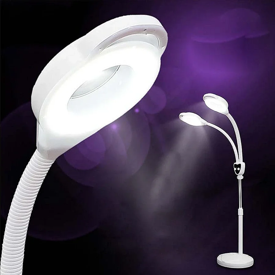 2 Heads 220V 3X Cold Light Shadowless Lamp Magnifier Helping Hands Soldering Tool with LED