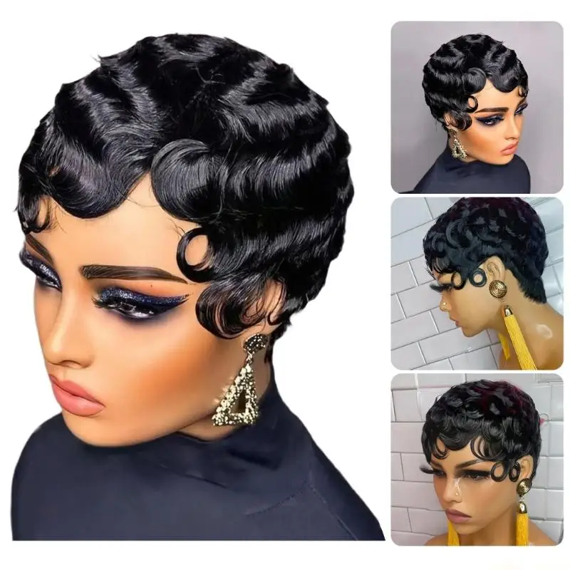 31BF Elegant Curly Bob Premium Human Hair Soft Texture For Themed Parties And Everyday Wear