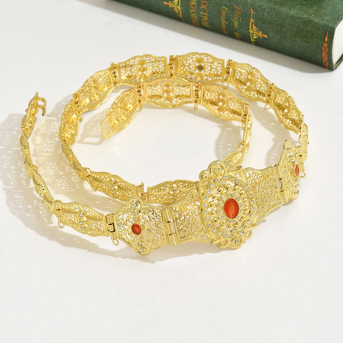 

Марокканский блестящий свадебный пояс, позолоченный, с ажурной резьбой, винтажный, этнический, регулируемый, свадебный аксессуар