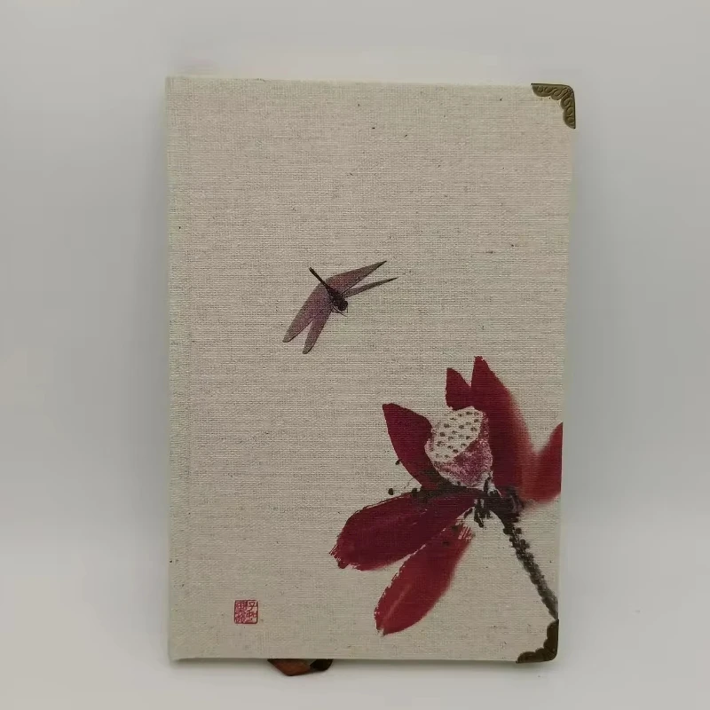 

A5 Creative Product Literary Retro Diary Linen Notebook Horizontal Line Notepad Chinese Flowers Creative Gifts