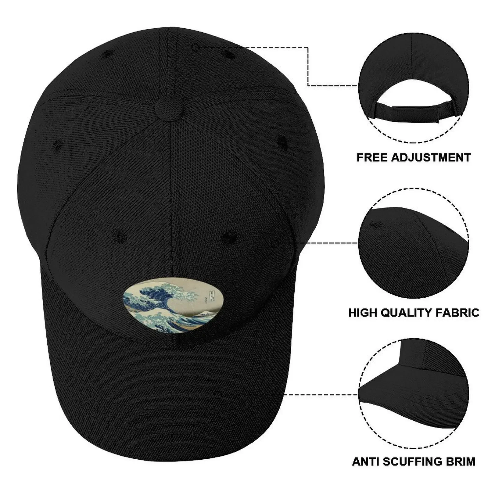 Great Wave off Kanagawa circle Baseball Cap Luxury Cap Sun Cap Luxury Brand Fishing Golf Men Women's