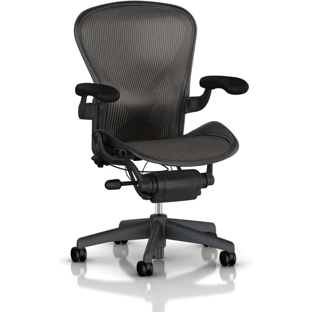 

Medium Graphite Adjustable Office Chair with Lumbar Support and Leather Arms