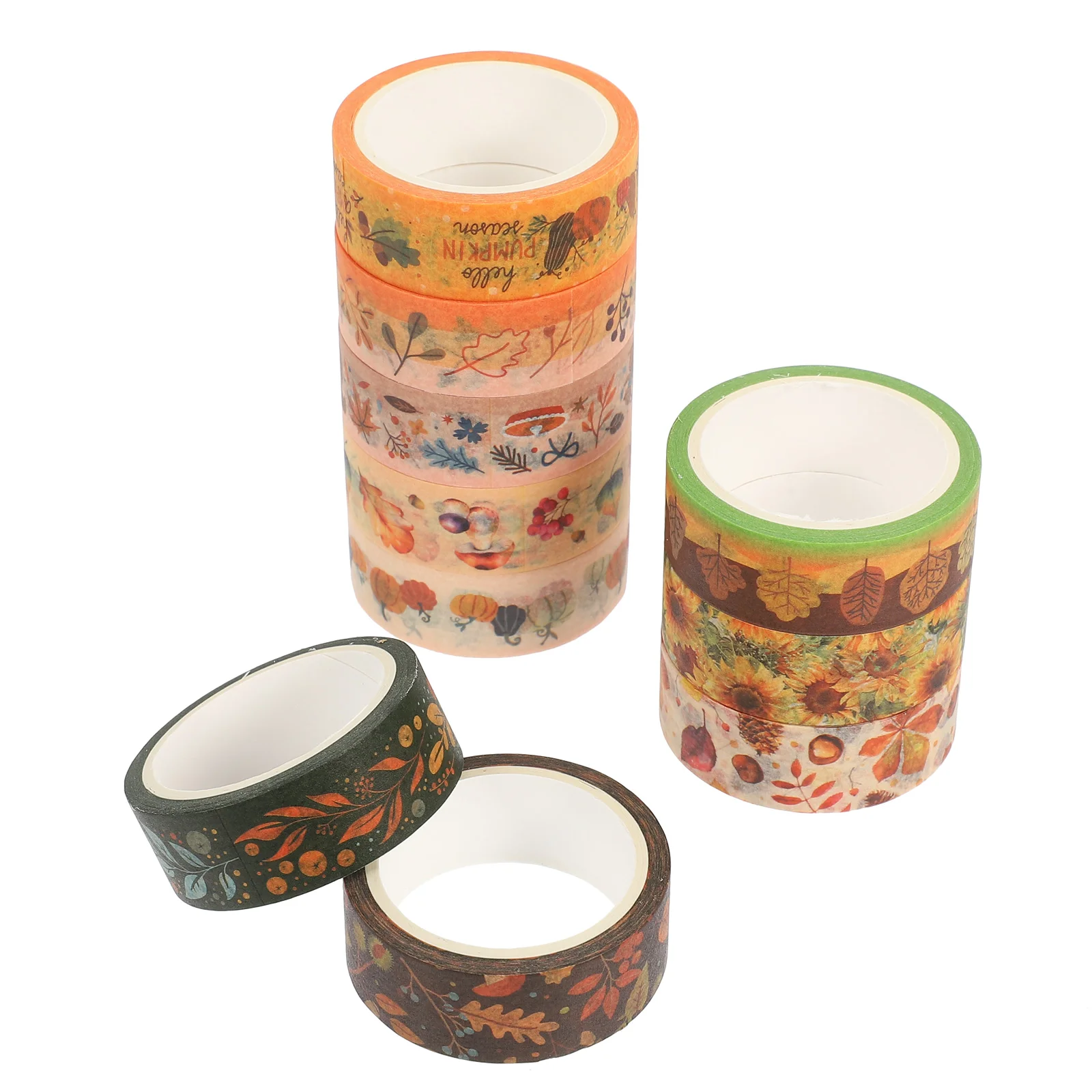 10 rollos de cinta Washi para manualidades, cintas decorativas de girasol, etiquetas adhesivas de papel de otoño