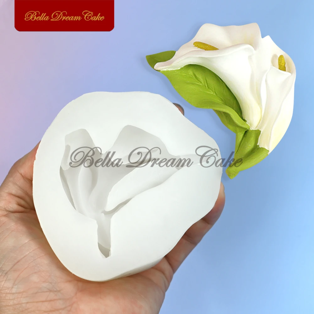 3D Calla Lily Design świeca silikonowe formy kwiat kremówka forma na czekoladki DIY żywica tynk Model ciasto dekorowanie narzędzia naczynia do pieczenia