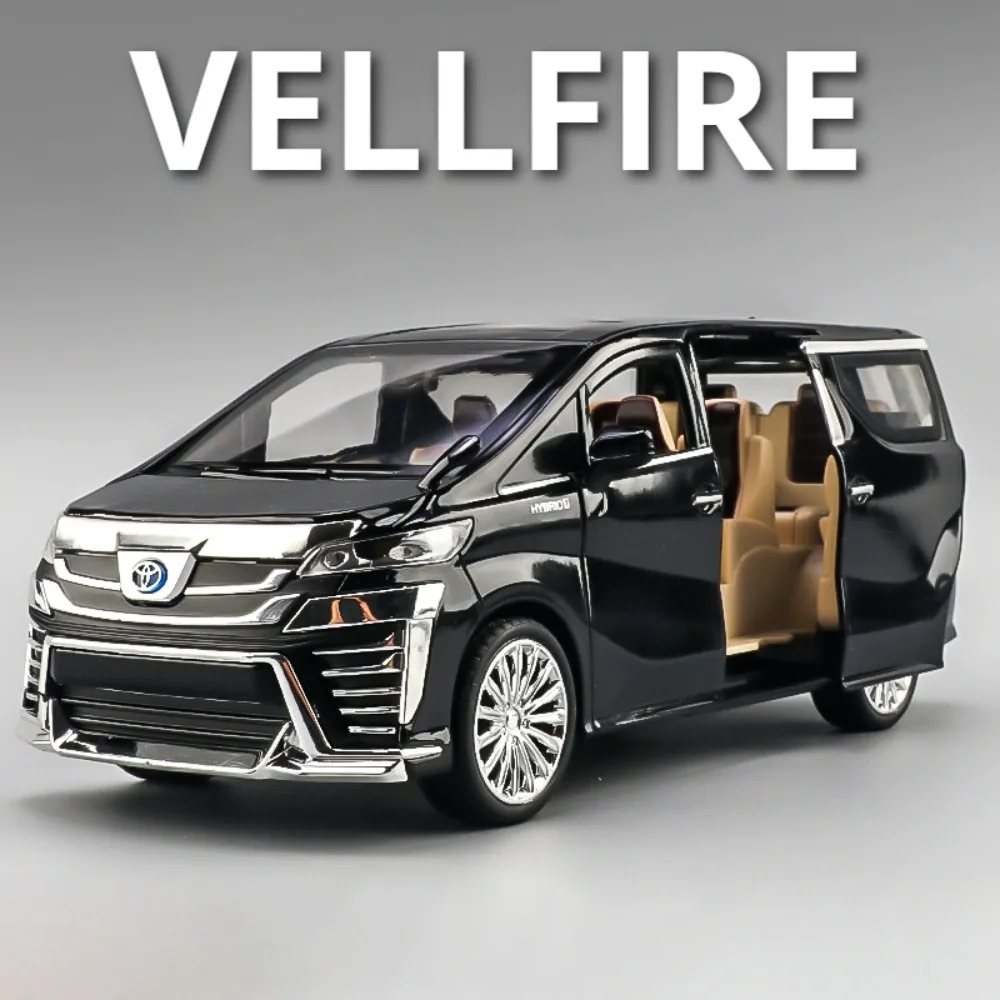 1:24 Vellfire Alphard Alloy MPV Model Toy Car Metal Diecast Doors Opened Sound Light Business Cars Models Kids Hobby Ornaments