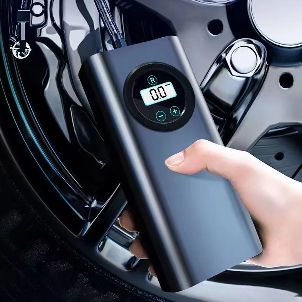 Car Tyre Inflator Rechargeable High Precision Electric Tire Pump LCD Display Small Air Pump 1500mAh for Car Motorcycle Bike Ball