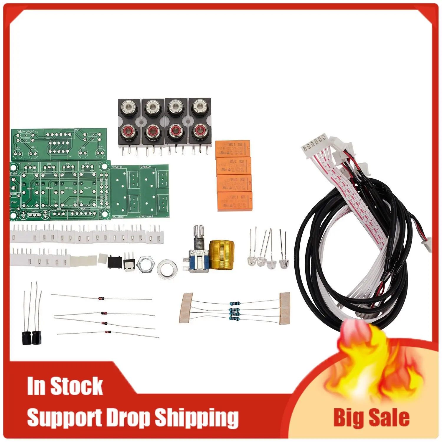 Top Deals Relay 4-Way Audio Input Signal Selector Switching RCA Audio Input Selection Board Of Rotary Switching For Amplifiers