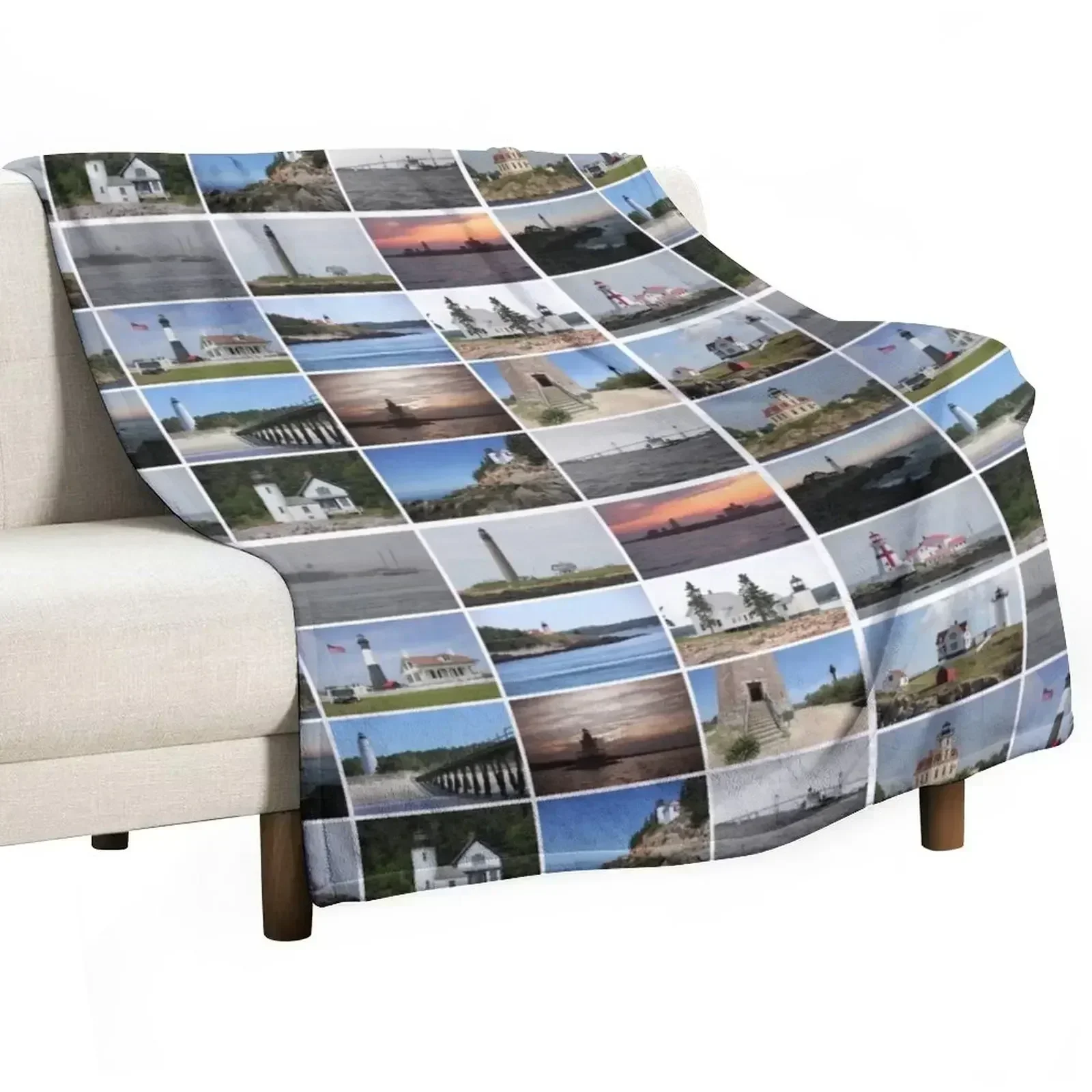 Lighthouses of the Atlantic Coast Throw Blanket Multi-Purpose Beach Blankets