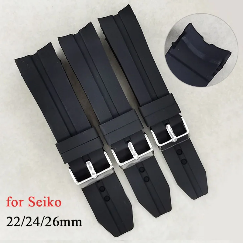 22mm 24mm 26mm Silicone Watch Strap for Seiko Bracelet for Rolex Water Ghost Curved End Watch Band Sport Waterproof Wrist Band