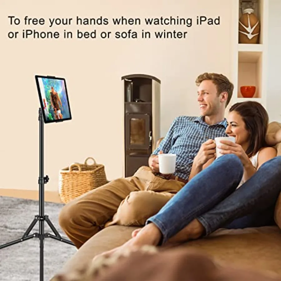 iPad三脚スタンド、高さ65インチ調整可能iPadスタンドホルダー、iPadフロアスタンド、360度回転iPad三脚マウント付き（iPad用）