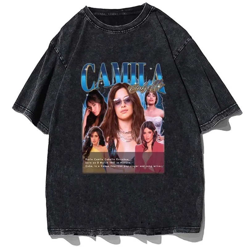 Vintage 90s Camila Cabello T-shirt Rap Hip Hop Tees Summer Men Casual Cotton Ovesize Short Sleeve T Shirt Harajuku Tshirt Tops