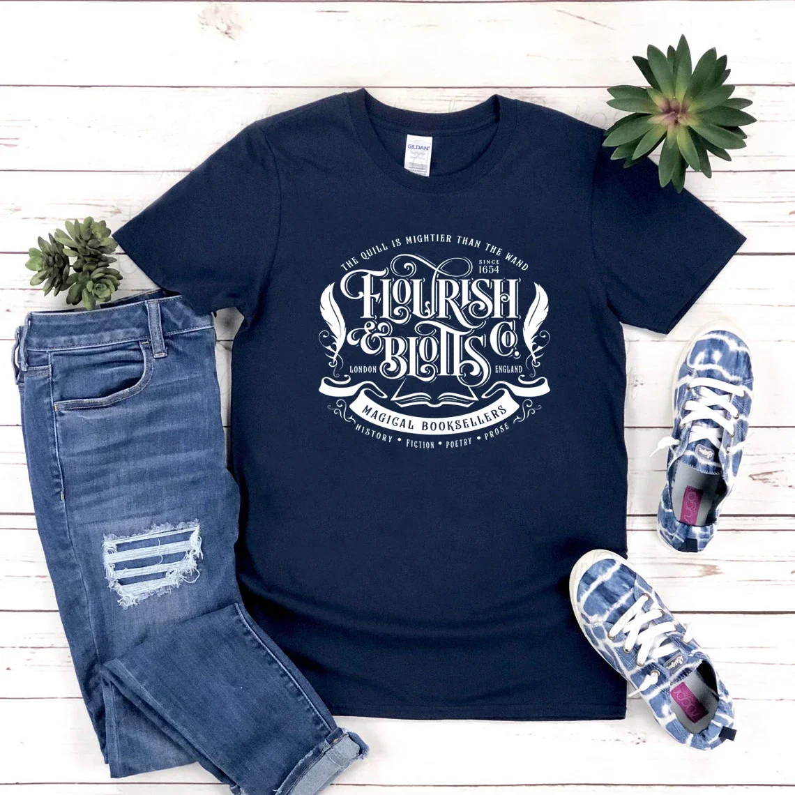 Flourish and Blotts Tshirt Wizard Shirt Book Reading Magic Tshirt Magic School T Shirt Short Sleeve Streetwear Tops Graphic Tees